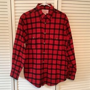 CC Filson Shirt Mens Medium Long Sleeve Red Plaid Heavyweight COTTON Flannel